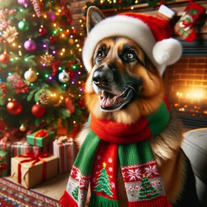 Tarjetas navideñas para perros hechas a mano: papel fotográfico brillante de primera calidad - Juego de 7 encantadores diseños de pastor alemán