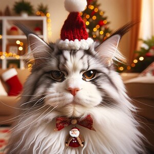 Handgemaakte kerstkaarten voor katten: premium glans fotopapier - Set van 7 Maine Coon kattenontwerpen