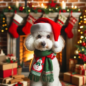 Tarjetas navideñas para perros hechas a mano: papel fotográfico brillante de primera calidad - Juego de 7 encantadores diseños de caniches