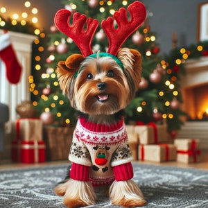 Tarjetas navideñas hechas a mano para perros: papel fotográfico brillante de primera calidad, juego de 7 encantadores diseños de Yorkshire Terrier