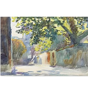 Sunlit Wall Under a Tree - Canvas Gallery Wraps, Wall Art Prints, Visual Arts, Canvas Prints, Printed on Canvas, Gift Wall Art, Watercolor