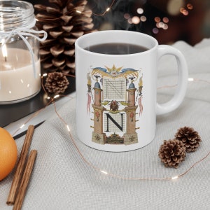 Letter N - Ceramic Mug 11oz, Coffee Mugs, Symbolic Mug, Kitchen, Dining, Drink, Barware, Drinkware, gift idea, Mugs, C handle, perfect gift