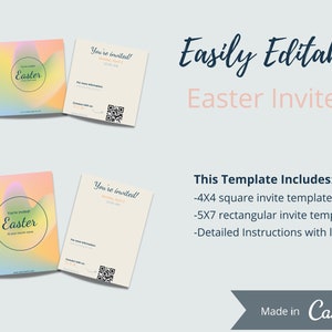 Church Invite Card, Easter invite Card, Digital Download, Editable Church Invite, Rectangle and Square Invitation Card, Canva Templates