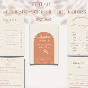 Boho bridal shower games bundle, Bridal shower invite, Bridal Shower games, printable games, Bridal shower kit, bridal shower brunch, Invite