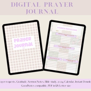 Digital Prayer Journal, bible study journal, guided prayer journal, printable prayer journal, daily prayer journal, Christian planner
