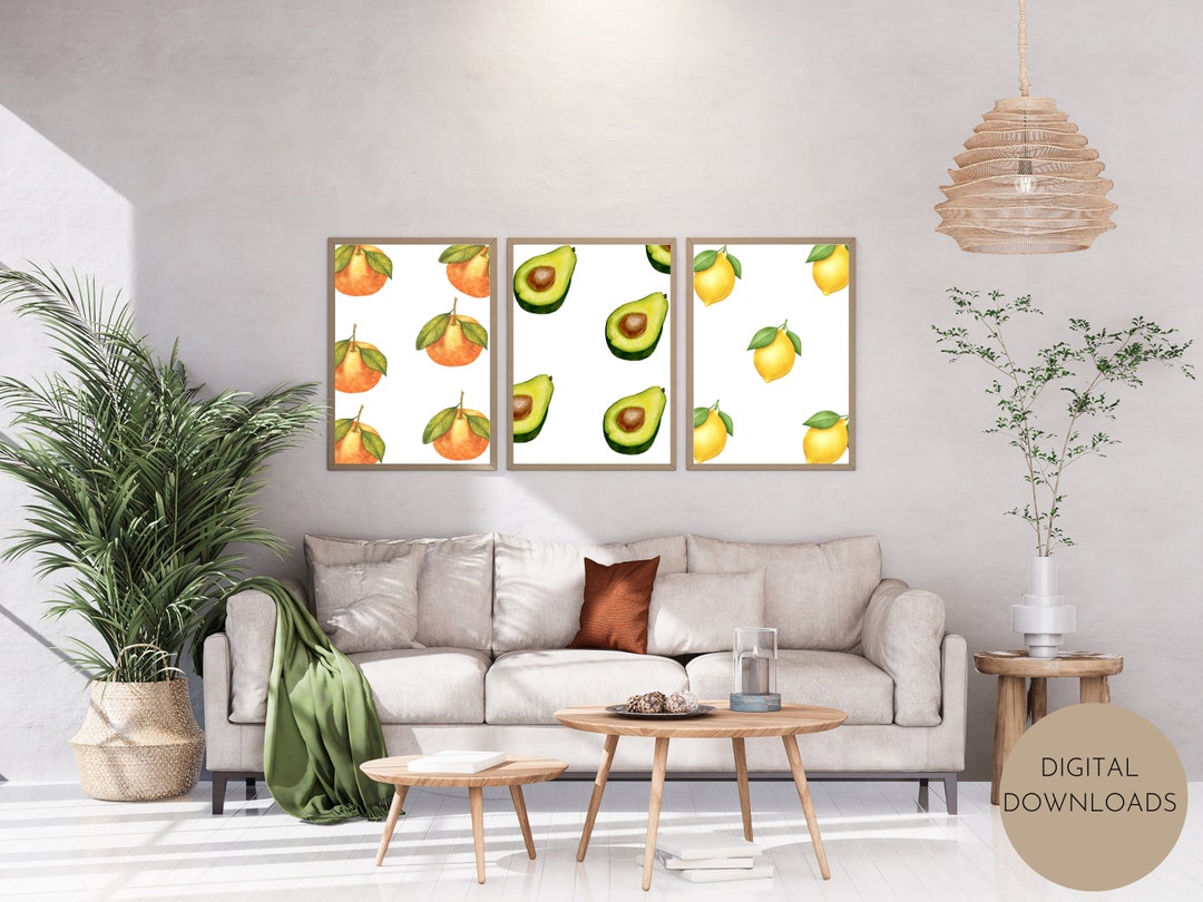 boho kitchen decor boho wall art set of 2 prints... Boho Fruit Wall Art Set of 3 Printable, Kitchen Wall Art, Living Room ...
