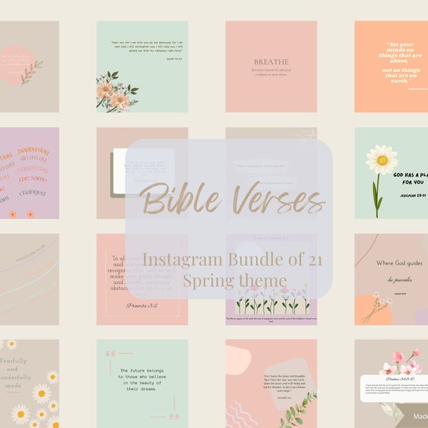Bible Verses for Instagram, Christian Instagram post template, bible quotes, bible verses, bible verse template, biblical scripture, bundle