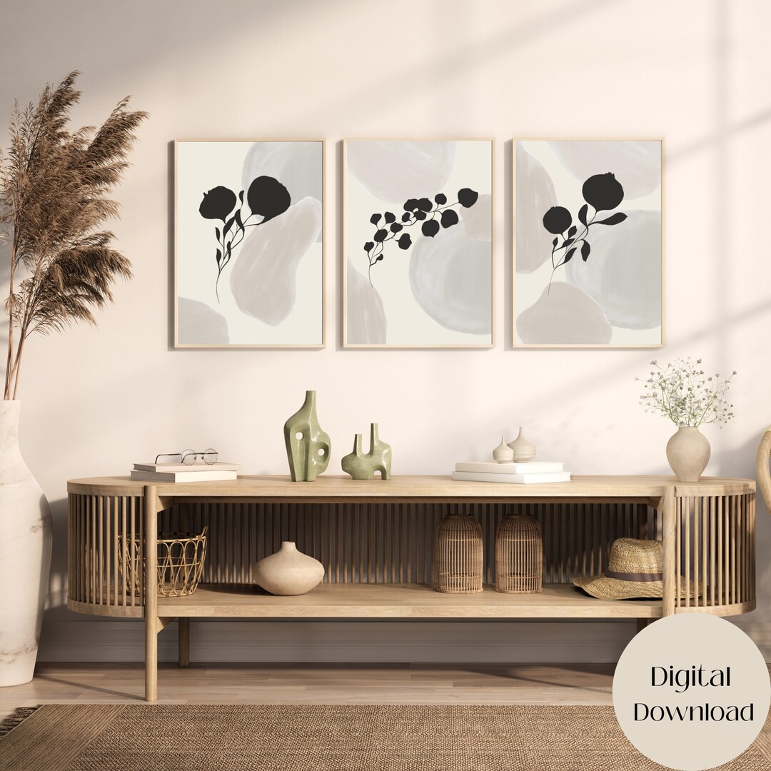 Modern Neutral Abstract Printable Wall Art Set of 3,housewarming Gift ...
