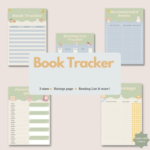 Book Reading planner bundle printable, Reading Journal book Tracker, Reading log, reading planner, reading habit tracker, A4 A5 Letter half