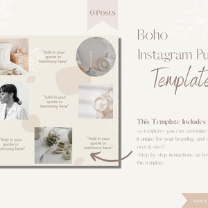 Boho Instagram Puzzle, Canva template puzzle, puzzle grid, small business templates, Instagram post templates, soft neutral colours,aethetic