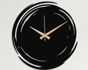 Black Metal Wall Clock, Modern Minimalist Silent Wall Clock, Large Metal Clock for Living Room, Industrial Home Decor, Gift for Him/Her