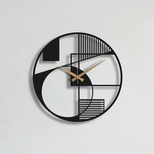 Geometric Wall Clock, Modern, Contemporary Art, Exclusive, Unique, Farmhouse Metal Wall Clock, Artabstract Wall Art, Housewarming Gift