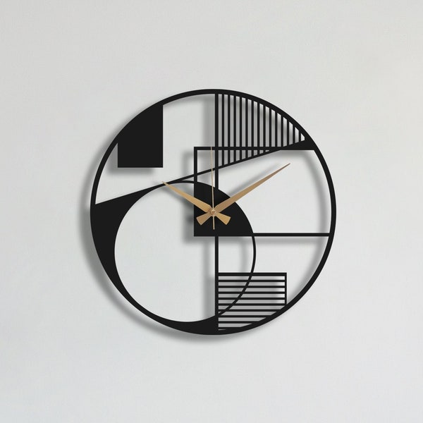 Geometric Wall Clock, Modern, Contemporary Art, Exclusive, Unique, Farmhouse Metal Wall Clock, Artabstract Wall Art, Housewarming Gift