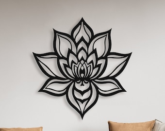 Lotus Mandala Metal Wall Art, Yoga Gifts, Golden Lotus Flower Wall Decor, Extra Large Mandala Metal Wall Art, Flower Lotus Art