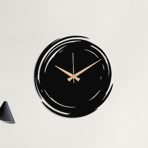 Black Minimalist Wall Clock, Black Silent Wall Clock, Unique Design Metal Wall Clock, Minimal Design, Black Unique Silent, Black Wall Clock