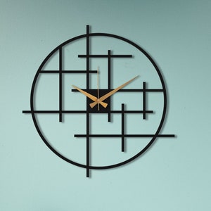 Mnimalist Geometric Metal Wall Clock, Extra Large Silent Wall Clock, Farmhouse Wall Clock, Housewarming Gift, Unique Design Wall Clock