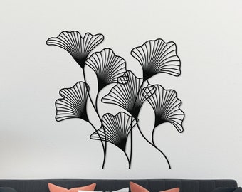Ginkgo Leaf Metal Wall Art, Geometric Wall Decor