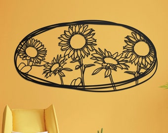 Sunflower Wall Art, Sunflower Metal Sign, Sunflower Field Wall Hanging, Unique Housewarming Gift, Oversize Livingroom Decor, Gift For Her