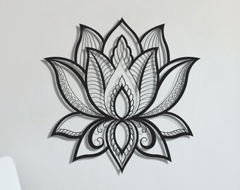 Mandala Lotus Metal Wall Art, Gold Flower Decor