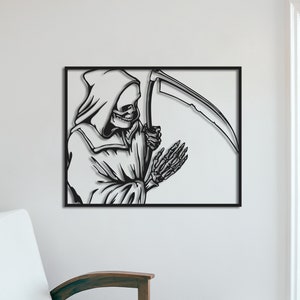 Gothic Grim Reaper Wall Decor, Grim Reaper Death Metal Wall Art, Grim Reaper Decal Wall Art, Gothic Art, Goth Wall Art
