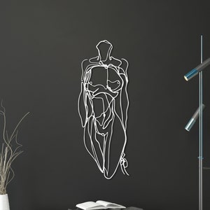 Abstract Woman Body Metal Wall Art, Nu Woman Metal Line Art, Female Body Metal Wall Decor, Bedroom Wall Decor, Metal Naked Woman Wall Art