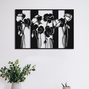 Poppies Metal Wall Decor, Flowers Metal Wall Art, Metal Wall Art, Living Room Decor, Metal Wall Art, Unique Modern Decoration