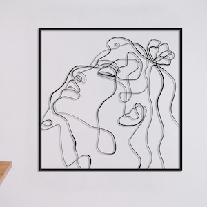 Woman Portrait Line Metal Wall Art Decor, Female Face Metal Art,