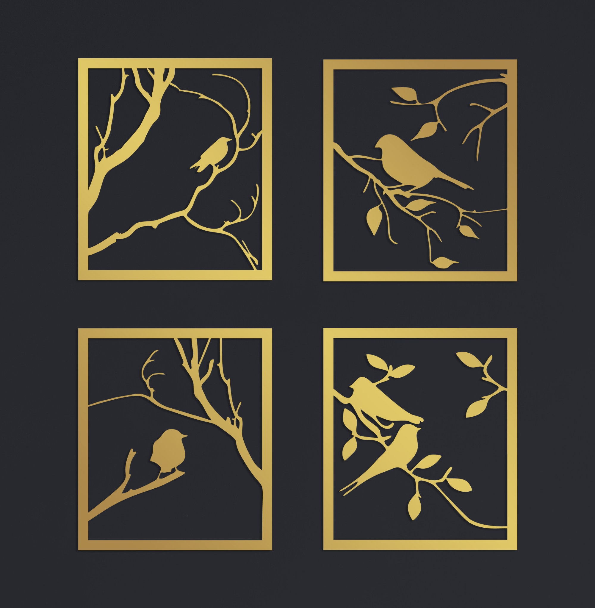 Set of 4 Metal Birds Wall Art Animal Wall Decor Birds Wall Etsy