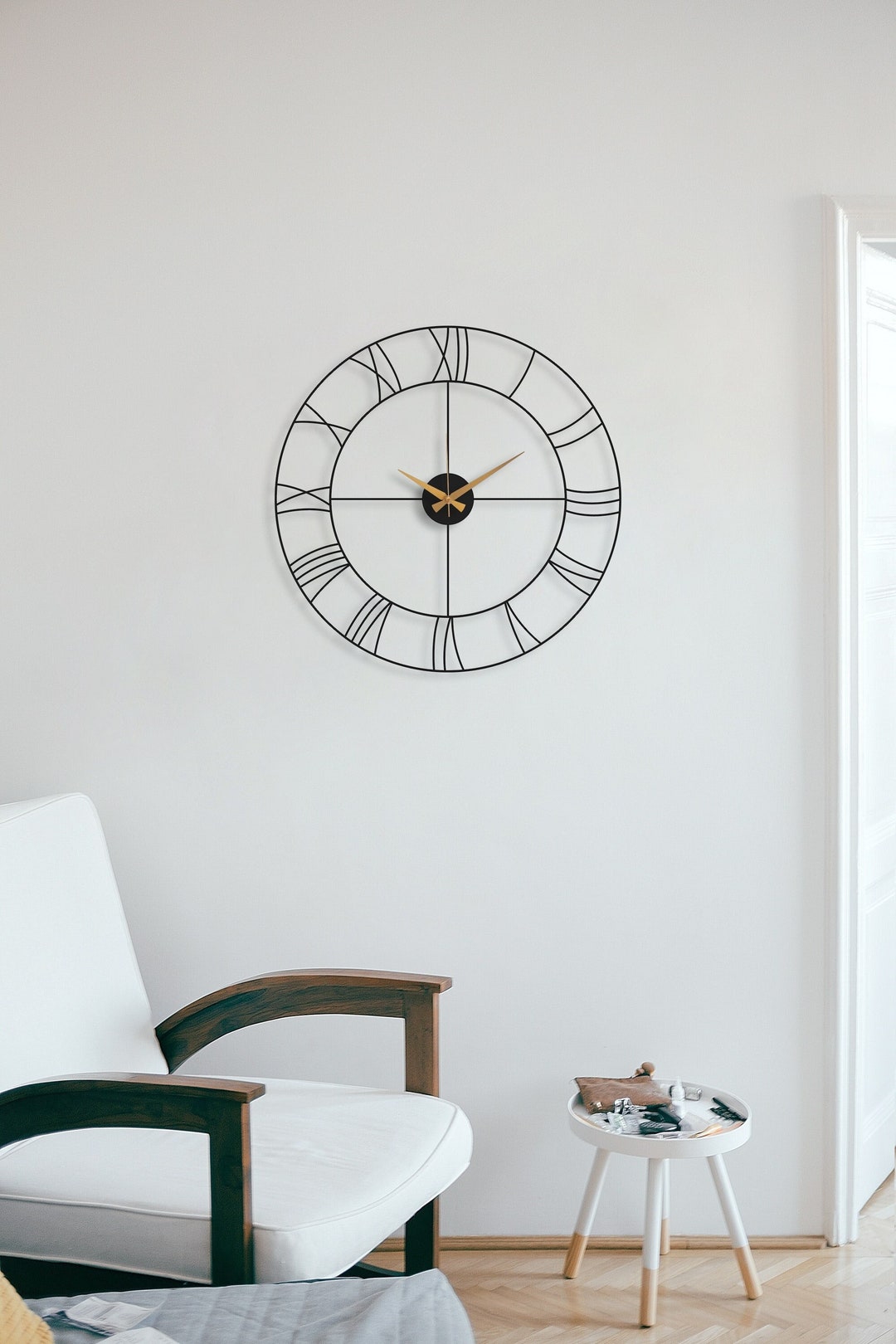 Modern Metal Wall Clock, Large Silent Clock, Minimalist Decor - Etsy