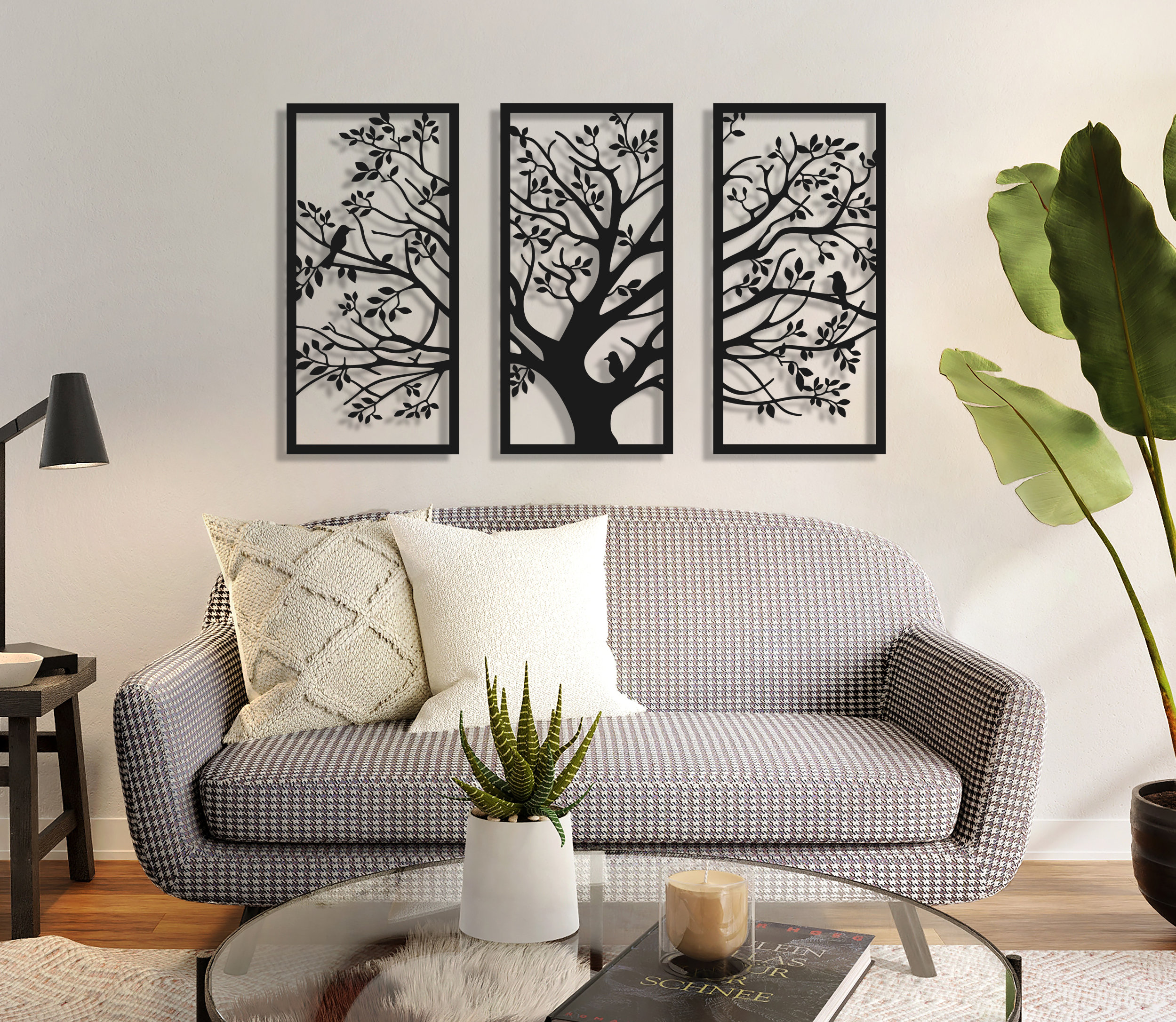 Tree & Birds Metal Wall Art, 3-panel Tree of Life Decor - Etsy