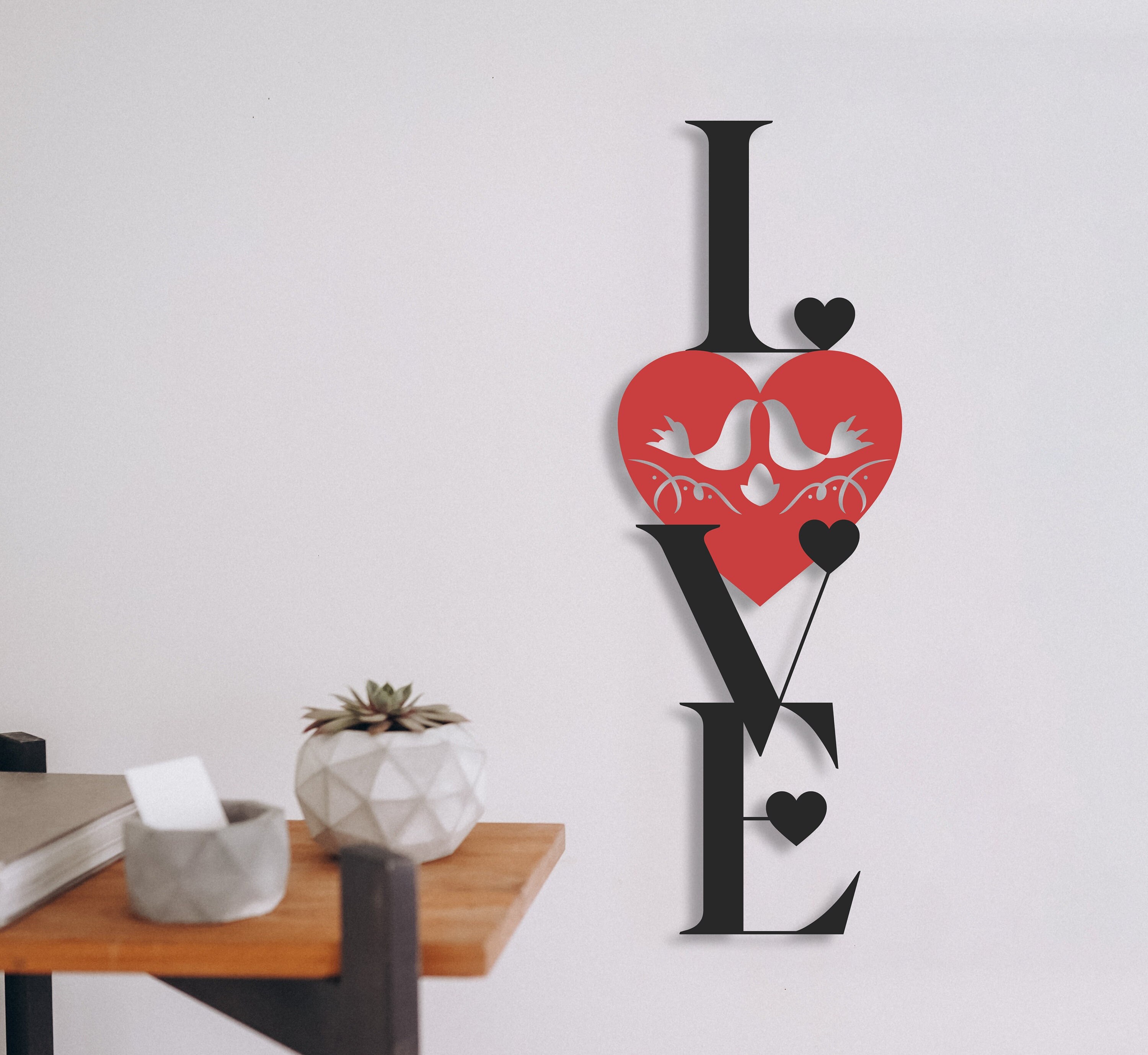 Love Metal Wall Sign Love Metal Wall Decor Valentines Day Etsy