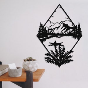 Mountain en Lake View, Nature View Wall Decor, Spring Themed Metal Wall Art, Living Room Decor, Metal Artwork, Etryway Decor