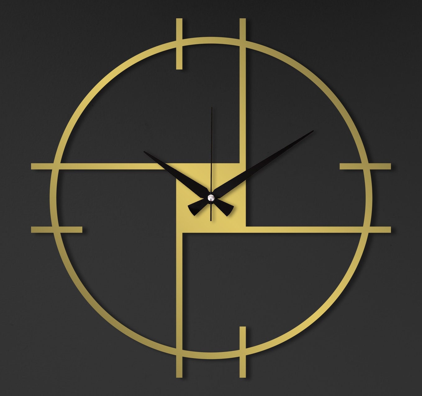 Minimalist Large Metal Wall Clock, Modern Line Metal Wall Clock