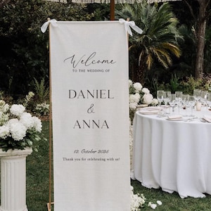 Custom Linen Wedding Sign, Fabric Wedding Sign, Custom Welcome Sign, Linen Wedding Banner, Wedding Decoration, Engagement Party Sign