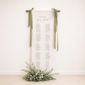 Banner para Mapa de Assentos de Casamento, Plano de Mesas em Tecido de Linho, Lista de Convidados Personalizada, Decoração de Painel de Fundo para Casamento