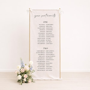 Custom Fabric Wedding Seating Chart, Personalized Guest List Banner