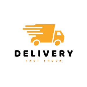 May include: An orange delivery truck logo with speed lines, on a white background. The word "DELIVERY" is in bold black font, with "FAST TRUCK" in smaller font below the main text.