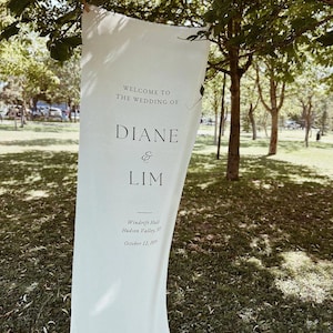 Custom Fabric Wedding Sign – Linen Welcome Banner – Engagement Sign – Personalized Wedding Ceremony & Reception Decor