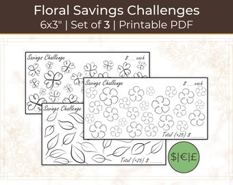 Money Savings Challenge | Fits A6 Binders | USD/Euro/GBP | Bundle | Set of 3 | Cash Stuffing Savings funds Printable | Cash Envelope System