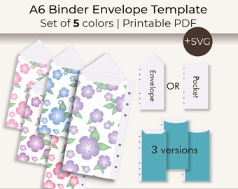 Planner Envelope Pocket Template | A6 Binder | Cash Stuffing | Binder Sleeve Pocket | Money Envelope | DIY | PDF | Instant Download
