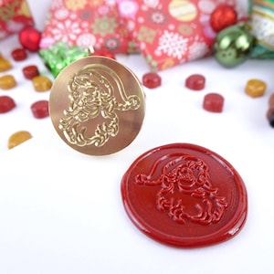 Carimbo de cera de Papai Noel de Natal – Cabeça de latão