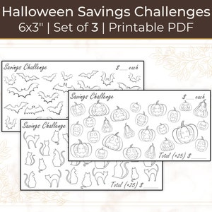 Halloween Money Savings Challenge | A6 Binders | Bundle | Set of 3 | Black and White Savings funds | Printable PDF | Cash Envelope System
