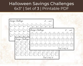 Halloween Money Savings Challenge | A6 Binders | Bundle | Set of 3 | Cash Stuffing | Savings funds | Printable PDF | Cash Envelope System