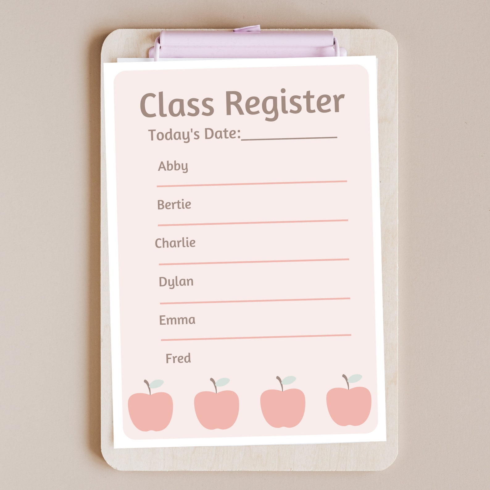 Print and play pretend teacher paperwork class register lanyard