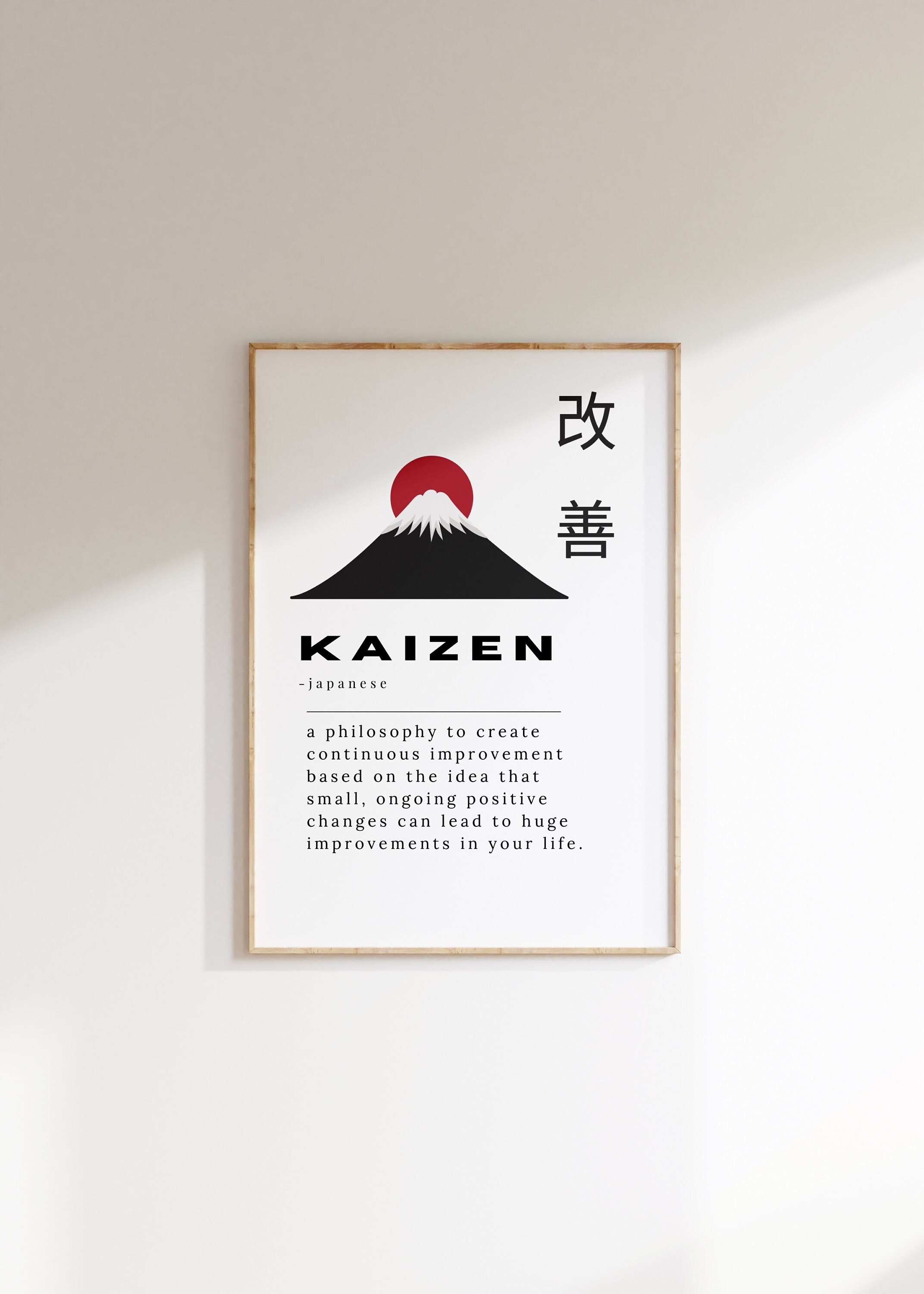 Kaizen Japanese Wall Art Printable, Dictionary Definition Artwork