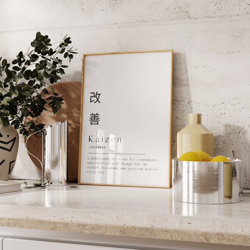 Japanische Philosophien Poster Set - 6x A4 Ikigai Kaizen Wabi Sabi Deko