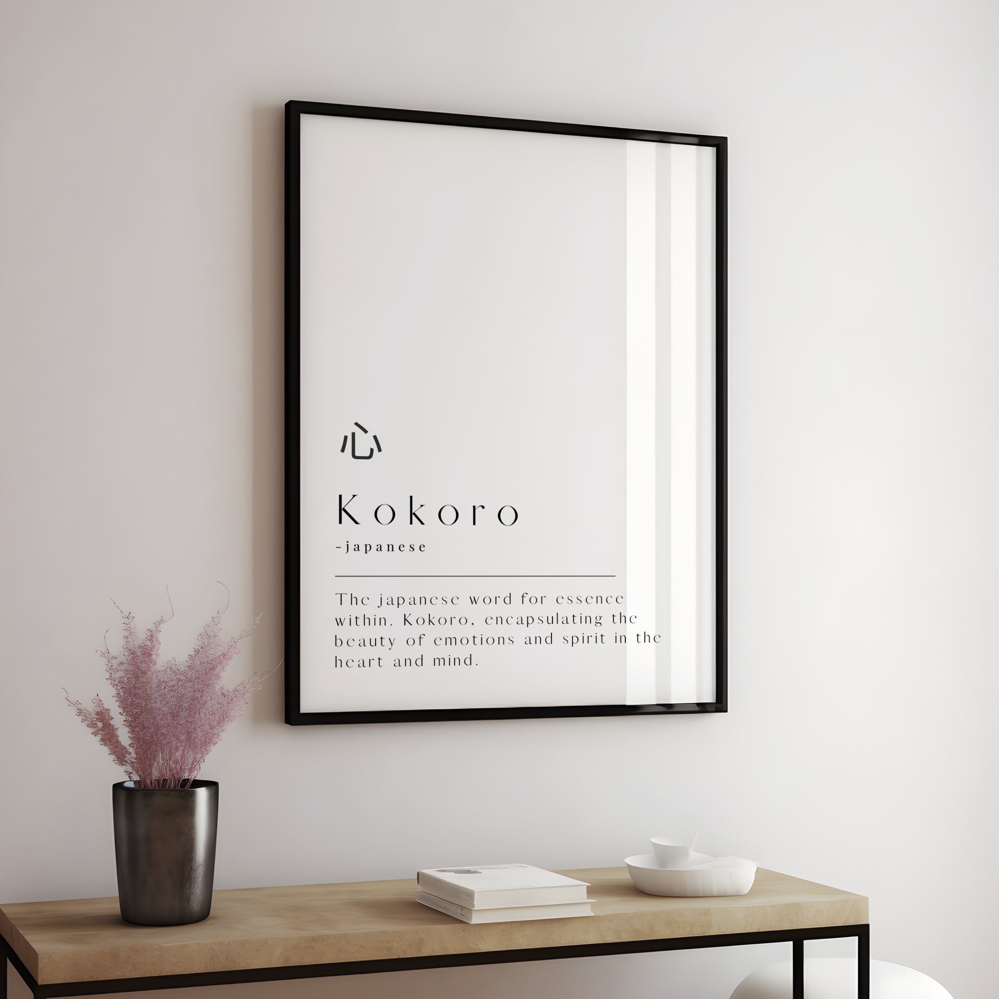 Kokoro Definition Print, Japanese Wall Art, Dictionary Art, Japanese ...