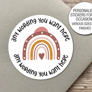 Personalised Rainbow Stickers  Custom Birthday Party Invitation sweet cone labels Thank You Party Bag Gift Tag Favour Seals  779