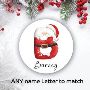 48 x gepersonaliseerde kerstmonogram naamletter stickers kerstcadeau labels 1345