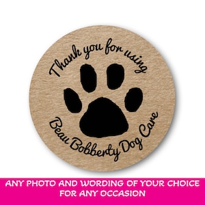Etiquettes d'emballage personnalisées effet kraft pattes de chien pour petites entreprises Fait main Merci pour votre commande Brillant ou mat 1244